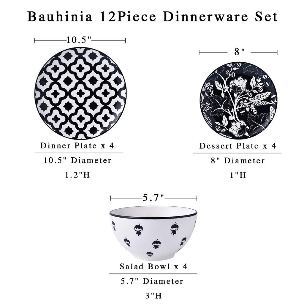 Dinnerware Set - Ceramic Plates and Bowls for 4 - Stoneware Dish Set