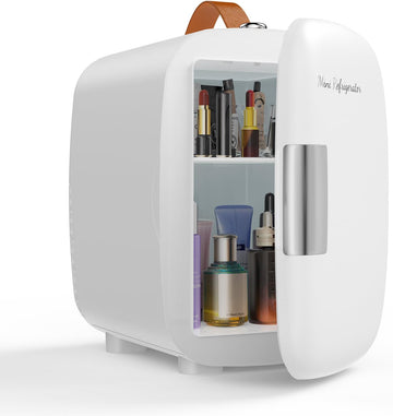 Mini Fridge for Bedroom, Office & Car, Portable 4L/4.23QT Mini Refrigerator for Skincare with Handle, Ultra-Quiet