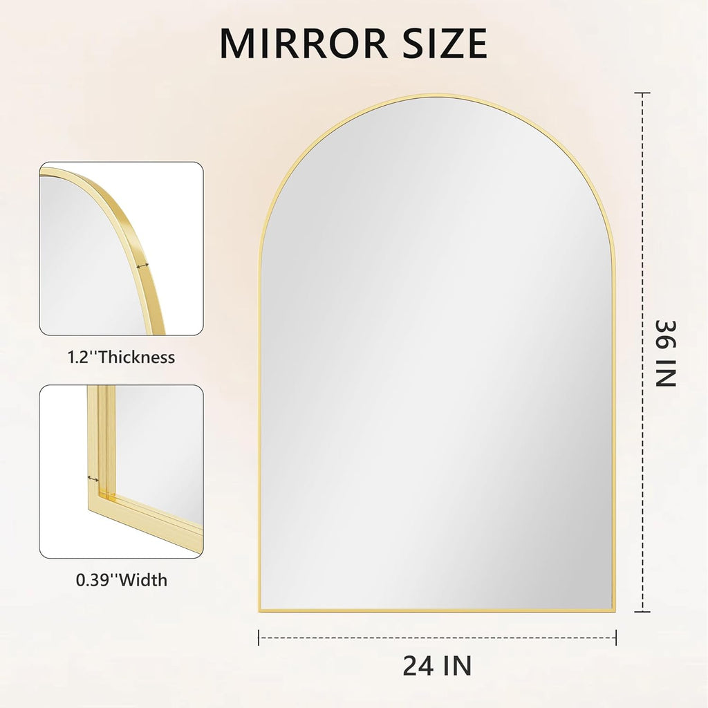 Arched Wall Mirror ,Mirrors for Wall,24''x36'',Vanity Mirror Dresser, Entryway, Living Room, Metal Frame (36''x24''
