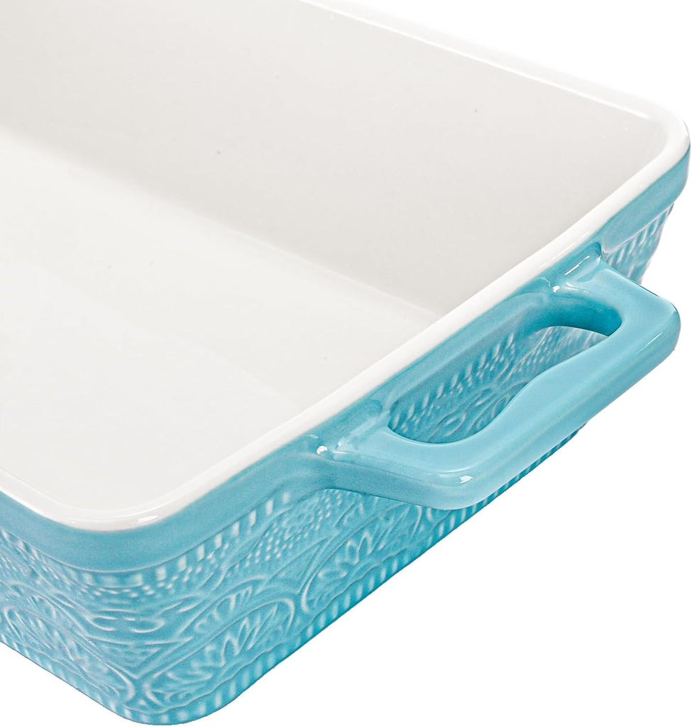 Set of 3 Ceramic Dishes, Rectangular Bakeware with Handles, Elegant Casserole Dish Set Lasagna Pan for , Cooking
