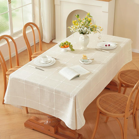 White Linen Tablecloth Rectangle 53 x 86 Inch, Cotton Linen Table Cloth Rectangle Heavy Weight Washa