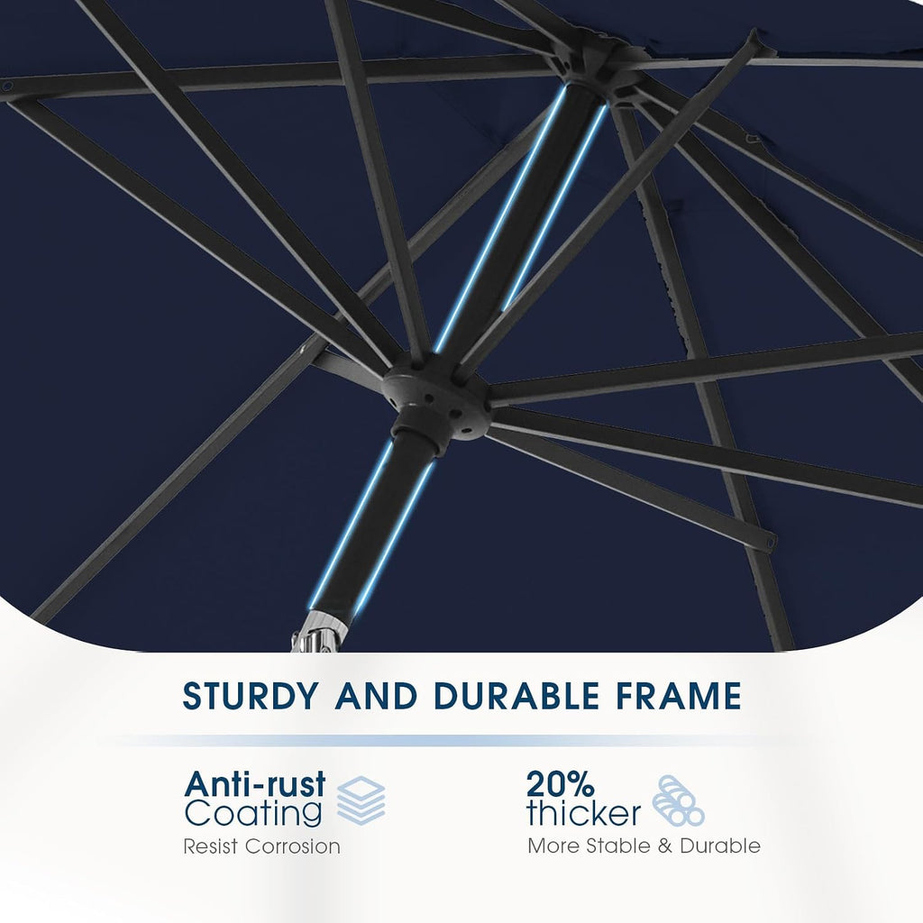 7.5 FT Patio Umbrellas Outdoor Table Market Umbrella with Push Button Tilt/Crank, 6 Sturdy Ribs