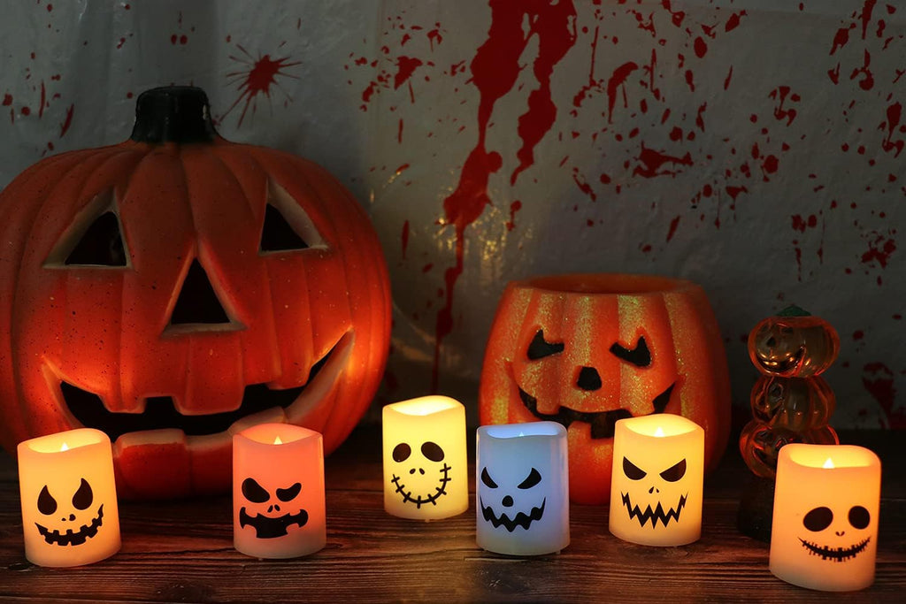 Halloween Flameless Votive Candles Color Changing with Remote Timer - Set of 6