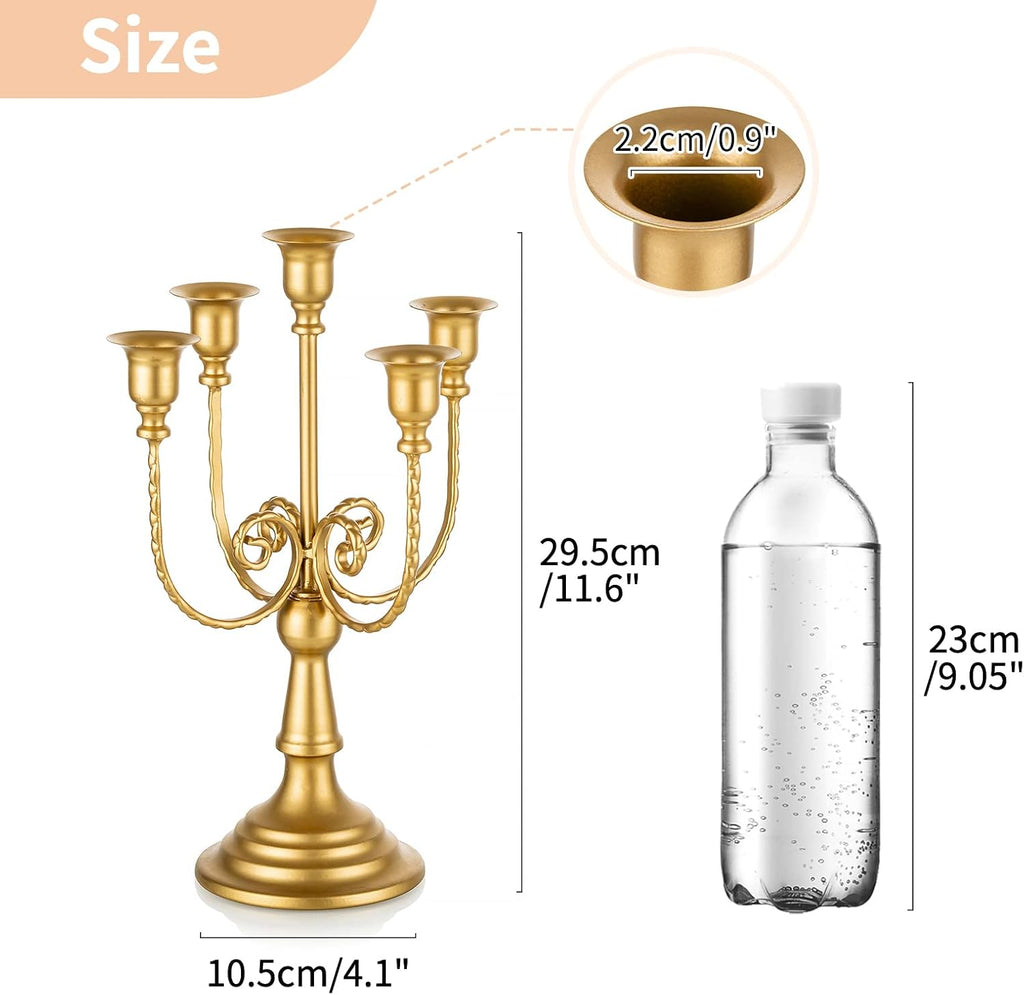 Gold Candelabras Candle Holder Set of 2 Metal Candelabra Centerpieces 5 Branches Candle Stick Stands Candleholder