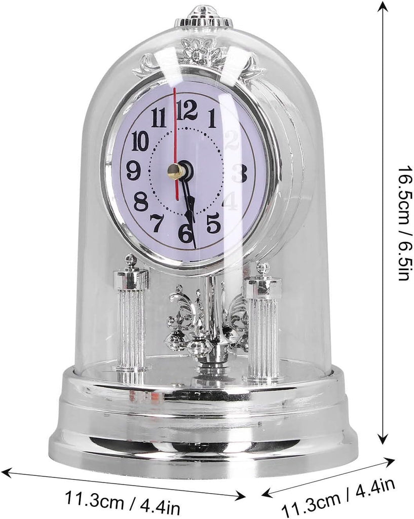 Vintage Table Clock, Anniversary Clocks with Glass Dome European Vintage Style Desk Clock Silent Table Clock Decorative Table Clock for...