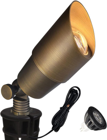 Die-cast Brass Low Voltage Spotlight 1-Pack with 5W Aluminum Housing MR16 LED Bulb 2700K 450LM CRI85+,12V AC/DC