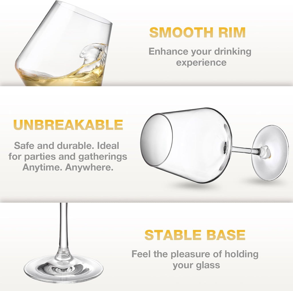 Unbreakable Wine Glasses Set of 6, 16 oz Plastic Wine Glasses with Stem, BPA Free, Reusable Wine Glass for Poolside