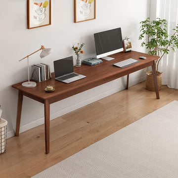 Mid-Century Long Desk Table, 63" W x 20" D, Walnut