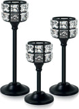 Crystal Metal Candle Holder, Square Crystal Beads Bling Tea Light Candlestick, Tall Votive Candelabra Elegant