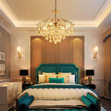 5-Light Gold Crystal Chandeliers, Middle Century Dining Room Light Fixture, Modern Pendant Light for Living Room, D20 x H17, Adjustable Chains 59", Chopper Finish Metal Frame A100-B0C1JJHV3G