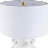 25.5'' Modern 1-Light Ceramic Table Lamp with Spherical Orbs on Lamp Body with White Fabric Drum Shade, or Office