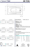 Tubs - AR7236 - Soaking White Rectangle Modern Acrylic Bathtub - 72"L x 36"W x 18"H - Builtin Armrest