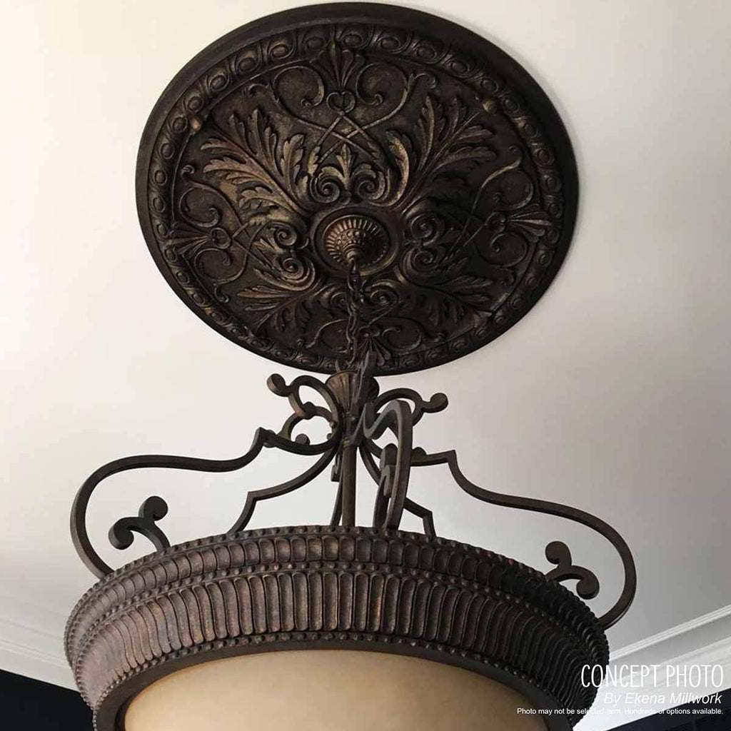 18"OD x 3 1/2"ID x 2 1/2"P Granada Ceiling Medallion, Fits Canopies up to 6-5/8", 2 Piece
