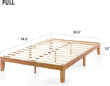 Naturalista Classic - 12 Inch Solid Wood Platform Bed with Wooden Slats, No Box Spring Needed, Easy Assembly, Full