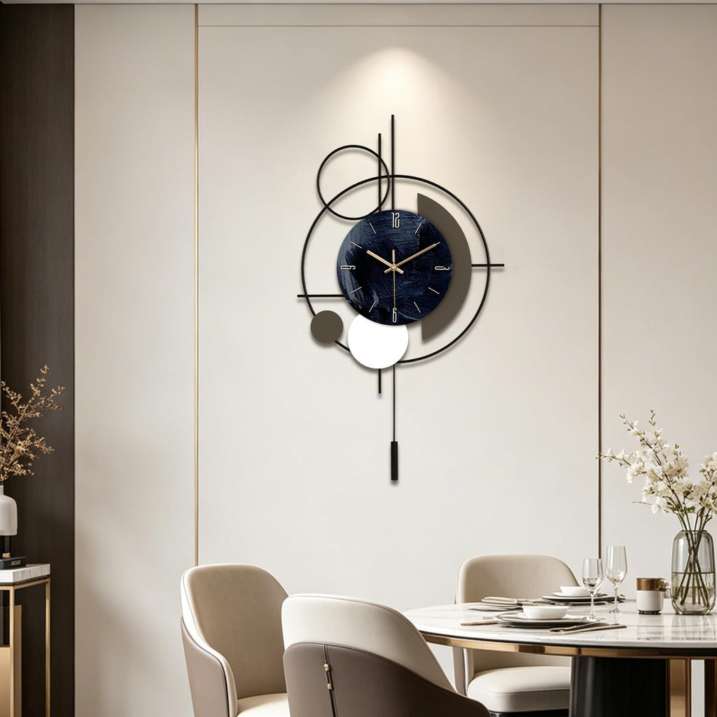 Wall Clock, Silent Quality Quartz Battery Operated with Pendulum, Large Wall Clock Kitchen Home Bathroom Bedroom Wall