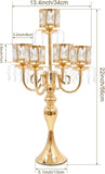 Tall Candle Holders - 2Pcs Gold Candelabra, Metal 5 Arm Candlesticks Party Wedding Aisle Home Decor (Gold x 2pcs)
