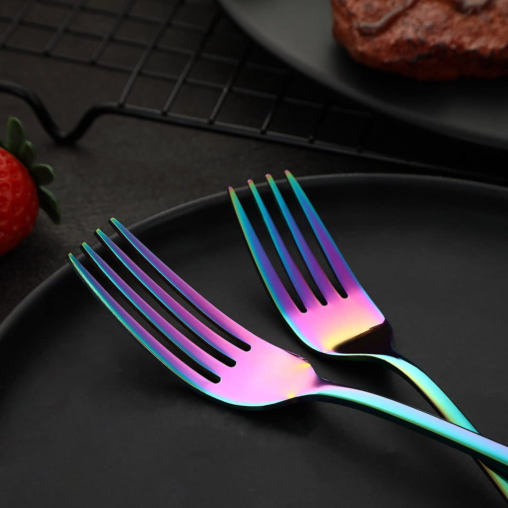 Rainbow Flatware Cutlery Silverware Set 20 Pieces, Stainless Steel Colorful Utensils, Tableware Set Service for 4