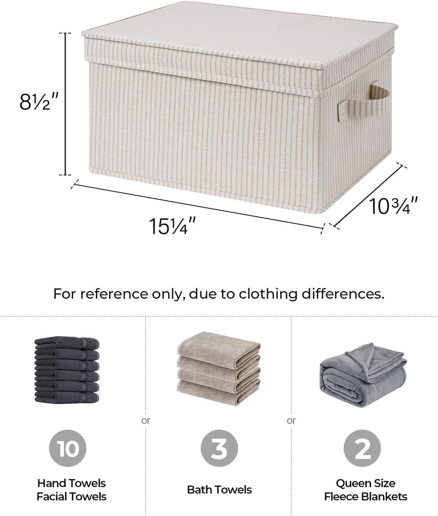Fabric Storage Bins with Lids, Decorative Storage Bins with Soft Handles, Foldable Storage Baskets for Closet