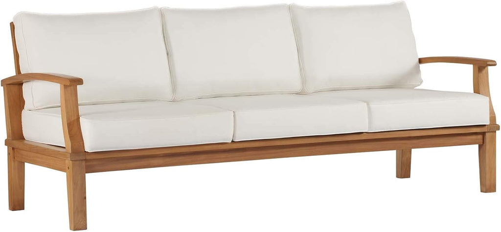 Marina Outdoor Patio Teak Sofa in Natural White