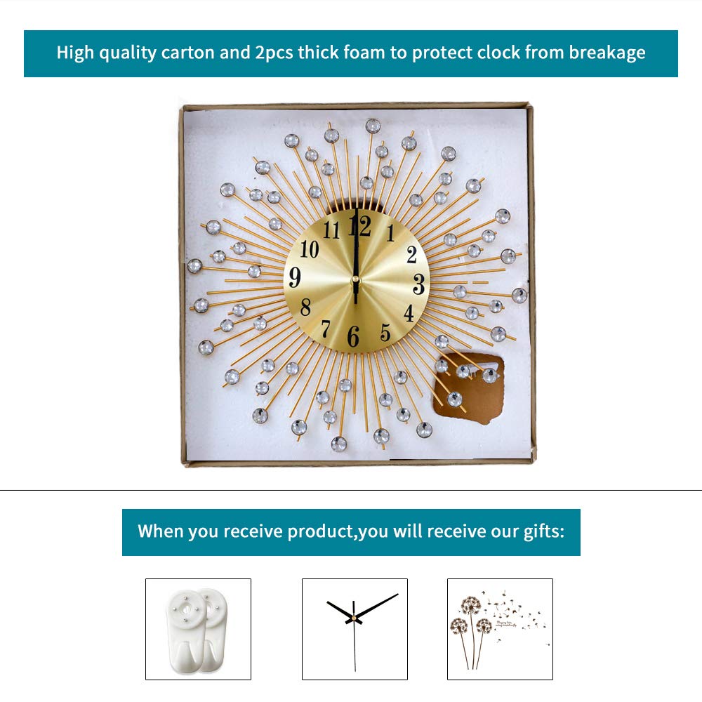 Large Wall Clocks Decor Modern Gold Silent Clock