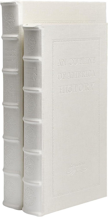 Decorative White Faux Leather Wooden Book Box Decor, Cafe Table, and Bookshelf - Fashion Storage Box (YD-C105 L+S) - Set of 2
