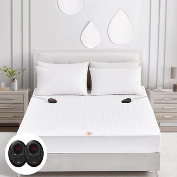 Electric Heated Mattress Pad, 78" x 80", Bed Warmer, Dual Control, 9 Heat Settings, 1-12 Hours Auto Off