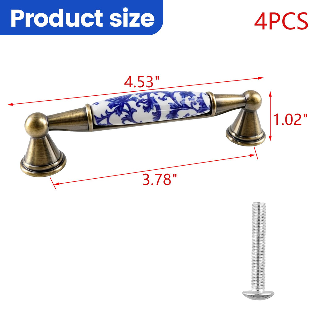 4PCS Ceramic Cabinet Pulls, 3.78" Hole Centers
