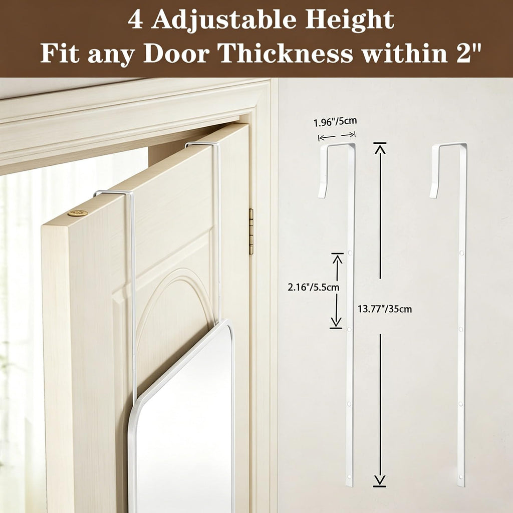 48x14 Rounded Rectangle Over Door Full Length Mirror Silver White