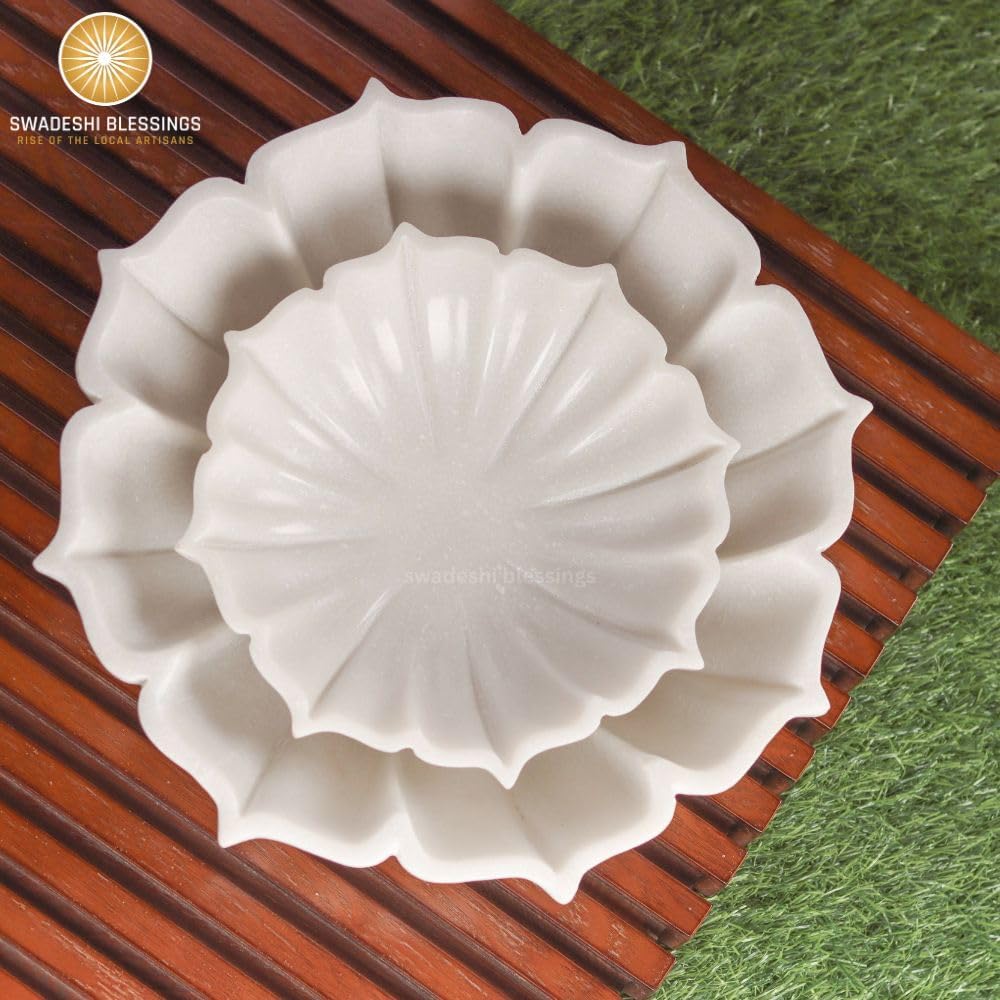 HandCrafted Marble Lotus Bowl/Organic Modern Home Decor Bowl/Fruit Bowl/Vintage Ring Dish/Decorative Flower