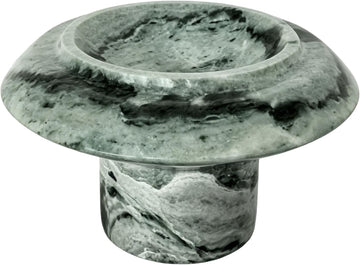 Green Natural Marble Mushroom Pedestal Tray 6.69" x 6.69" x 3.94", Decorative Footed Stone Bowl, Catchall Tray for