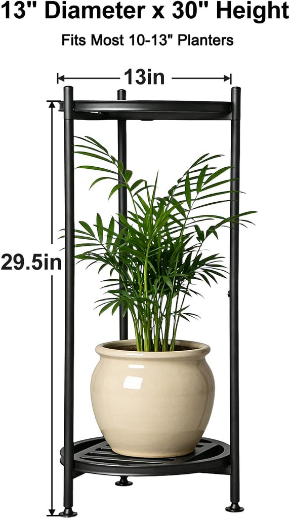 Metal Heavy Duty Plant Stand Indoor Outdoor,φ13×30" H 2-Tier Plant Stands, Tall Plant Holder for Large Pots,Outside