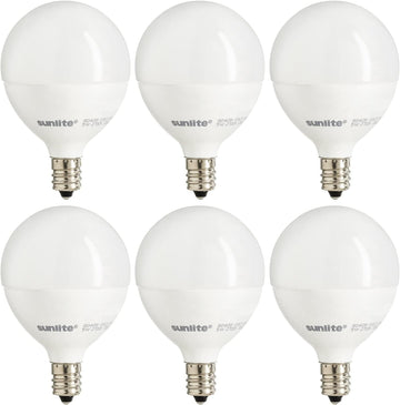 G16.5 Light Bulb LED, 7 Watts (60W Equiv.), 500 Lumens, Dimmable, Type G Globe Shape E12 Candelabra Base, Short