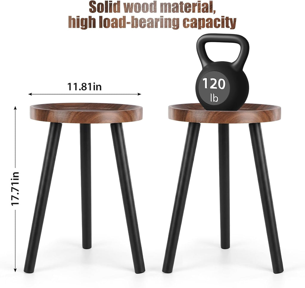 Mid Century Wood Plant Stand - 120 lbs Heavy Duty Plant Stand with Raised Tray & Spray Painted Legs, Solid Wood Side