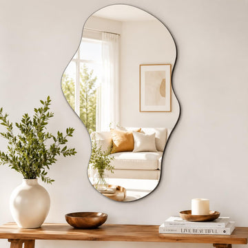Irregular Wall Mirror Asymmetrical Mirror, 43''x24'' Decorative Modern Wall Decor Bedroom Living Room Entryway, Cloud