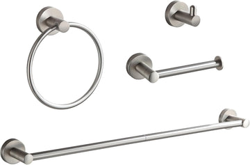 Bathroom Accessory Set Brushed Nickel 4-Pieces Bathroom Towel Rack 24 Inches Adjustable Bathroom Hardware Set