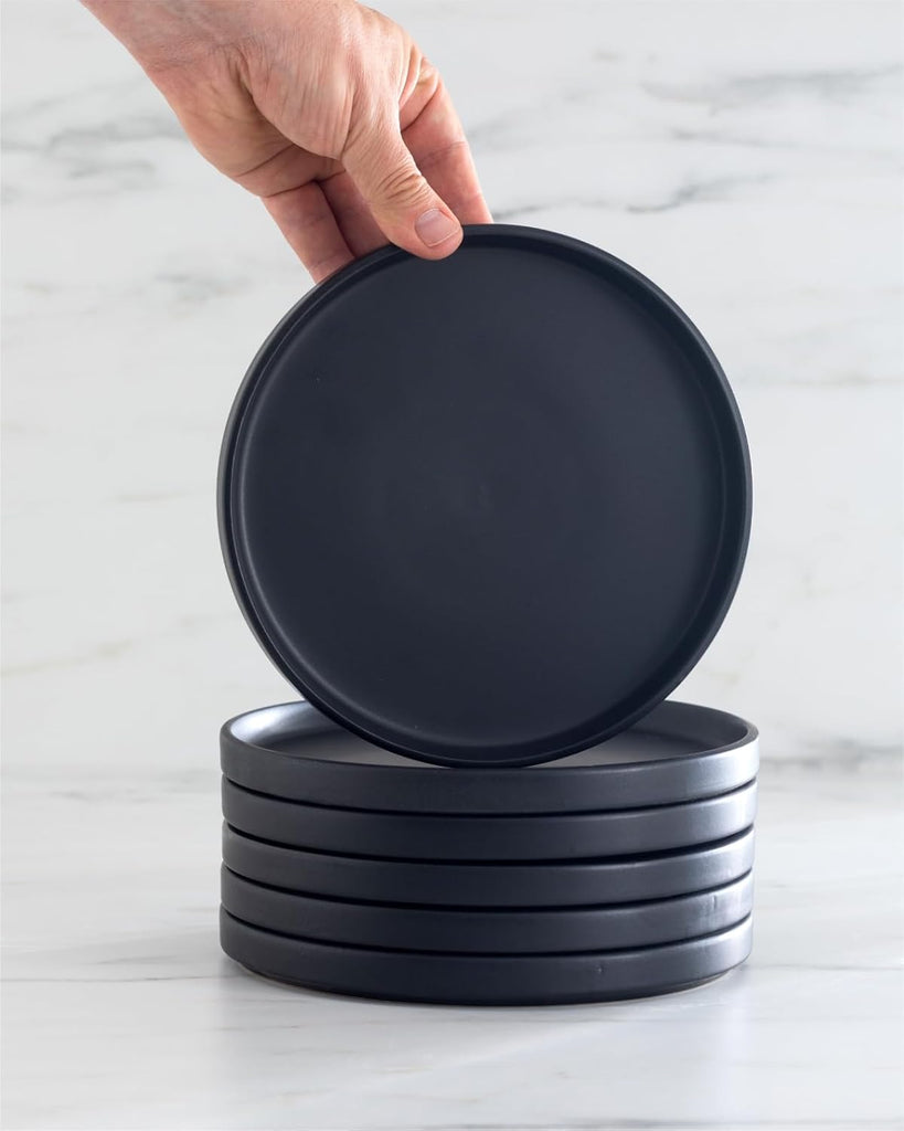 32 Piece Black Dinnerware Set for 8 | Matte Black Plates and Bowls Sets