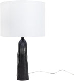 Modern Abstract Sculptural Table Lamp with Drum Shade, Black and White