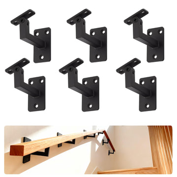 6 Pack Black handrail Brackets for Stairs, Black Rustproof