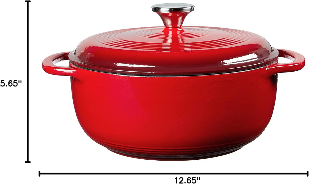 Essential Enamel Cast Iron Dutch Oven with Lid - 4.5 Quart - Oven-Safe Enamel Cookware up to 500° F - Heat-Retaining
