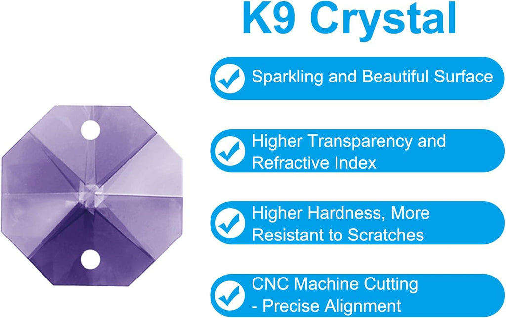 K9 Crystal Octagon Beads 2 Holes Pendants