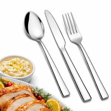 24-Piece Stainless Steel Silverware Set for 8, Mirror Polished Flatware Set Includes 8 Dinner Knives, 8 Dinner Forks