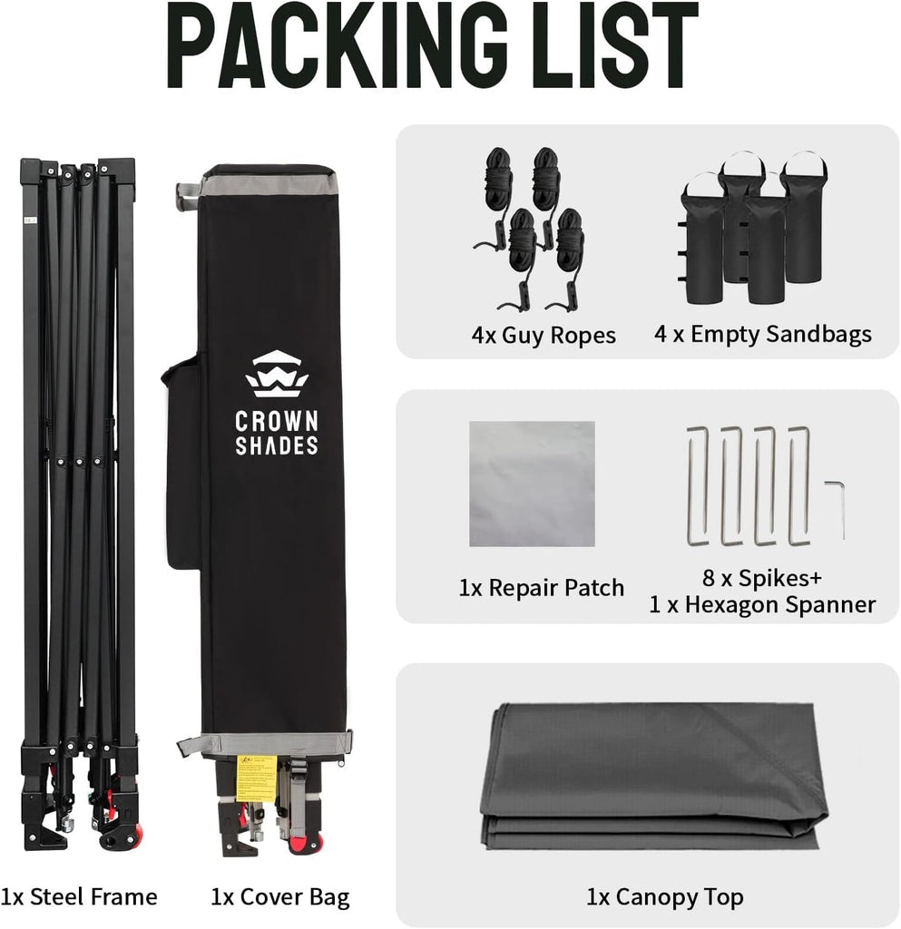 10x10 Pop Up Canopy Tent - Patented Center Lock One Push Instant Outdoor Canopy Beach Tent with STO-N-Go Bag 8 Stakes &