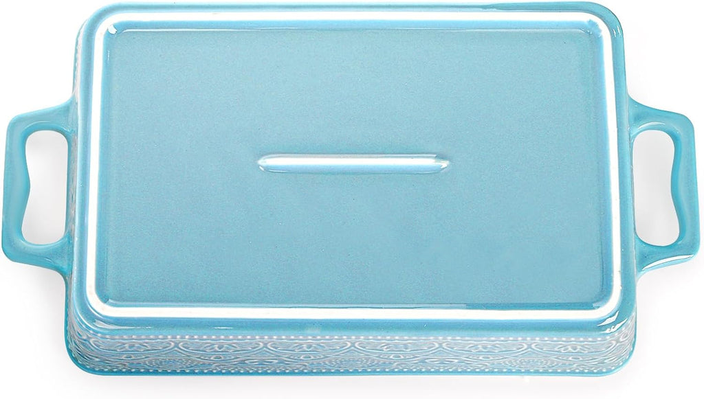 Set of 3 Ceramic Dishes, Rectangular Bakeware with Handles, Elegant Casserole Dish Set Lasagna Pan for , Cooking