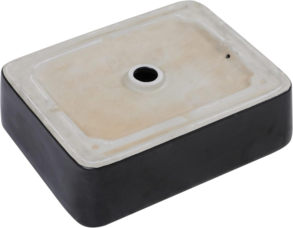 Black Vessel Sink Rectangle, Dcolora 19"x15" Matte Black Bathroom Vessel Sink Rectangular Above Counter Ceramic