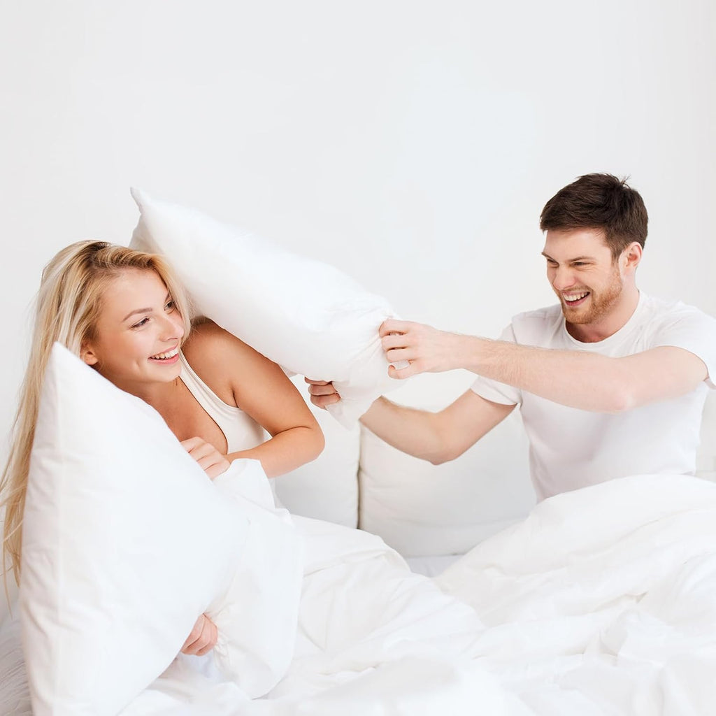 Throw Pillows Insert, White 12x20 in Pillow Inserts with 100% Cotton Cover,Bed and Couch Decorative Stuffer - Set of 2