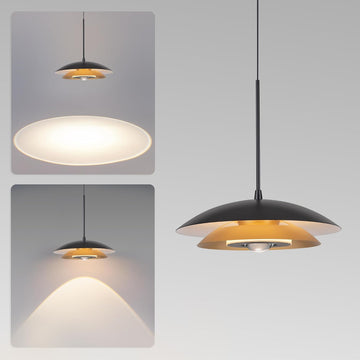 Pendant Lights Kitchen Island 11in Dual-Layer Metal Hanging Light | 12W LED Dimmable Mid Century Modern Pendant Light