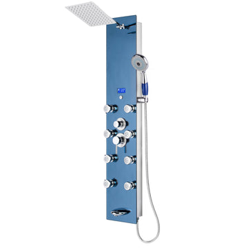 52" Stainless Steel SPS392H Shower Panel Tower System with Rainfall Shower Head and 8 Adjustable Massage Jets