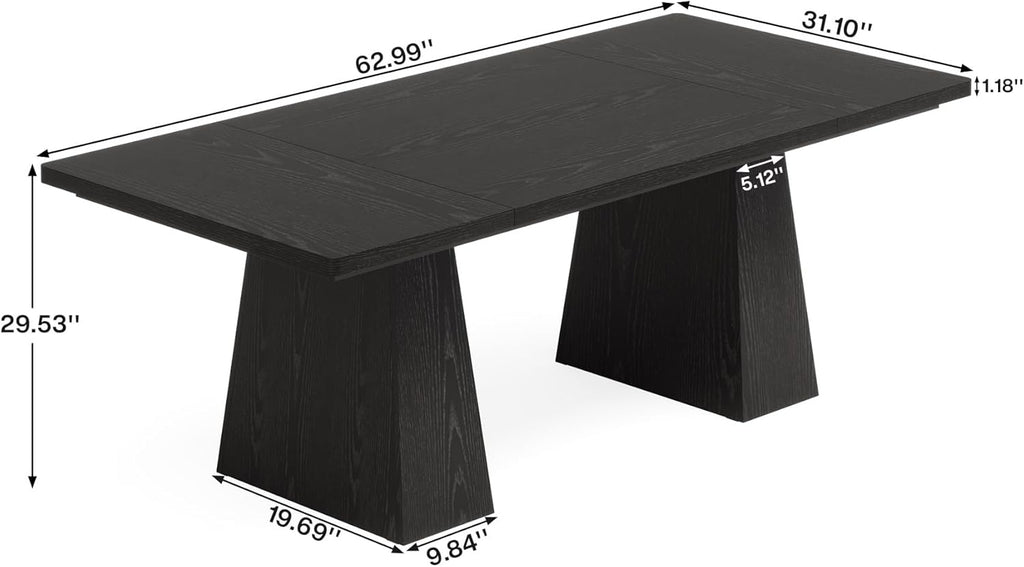 63-Inch Executive Desk, Large Office Computer Desk with Double Pedestal
