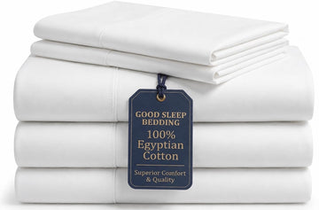 100% Egyptian Cotton Split King Sheets Sets for Adjustable Bed, White