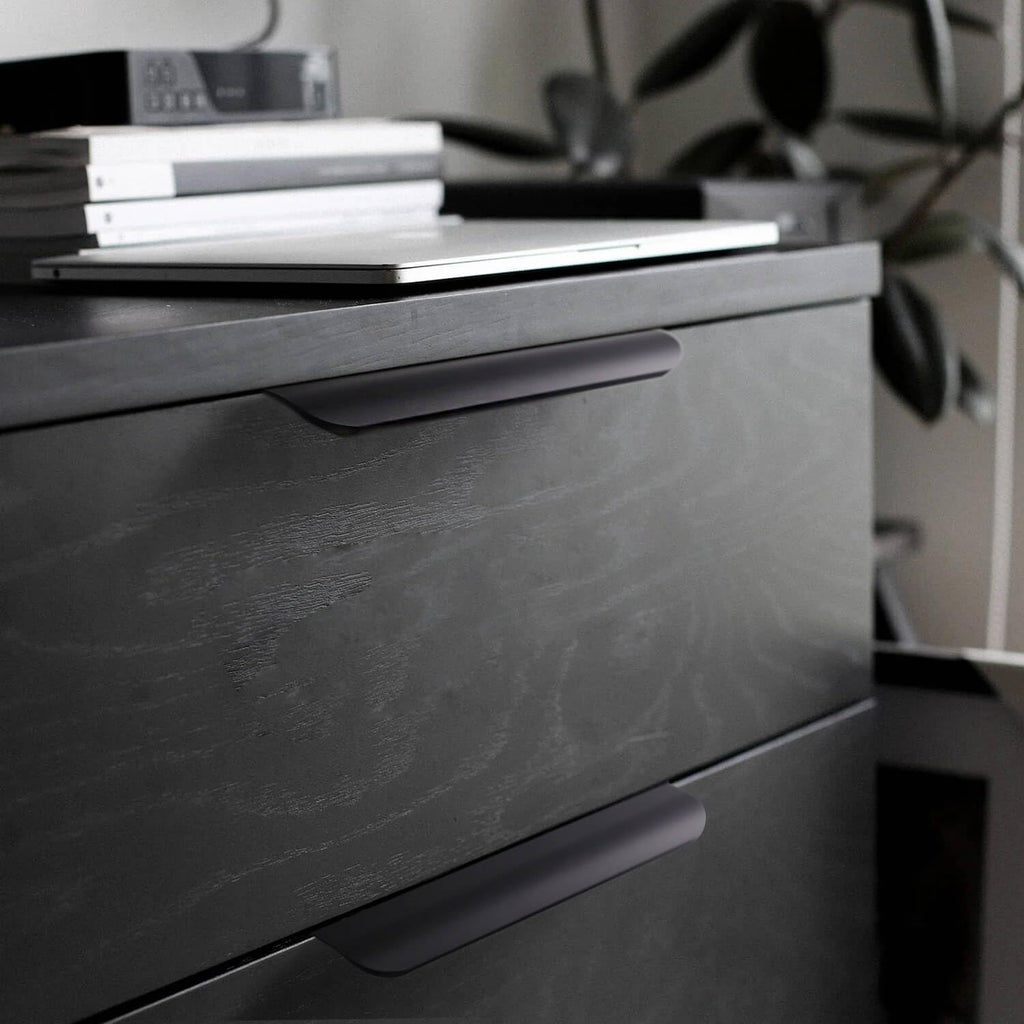 Adhesive Cabinet Finger Pulls Matte Black 3.15" Length